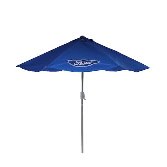 9ft. Blue Ford Outdoor Umbrella with Hand Crank &#x26; Tilt
